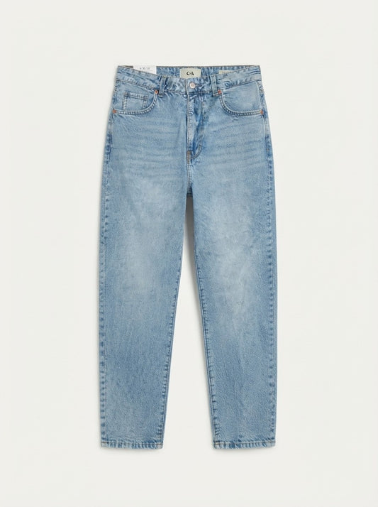 C&A Women’s Mom High Waist Ankle Jeans – Light Wash Denim