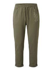 Women Olive Green Embroidered Drawstring Trouser
