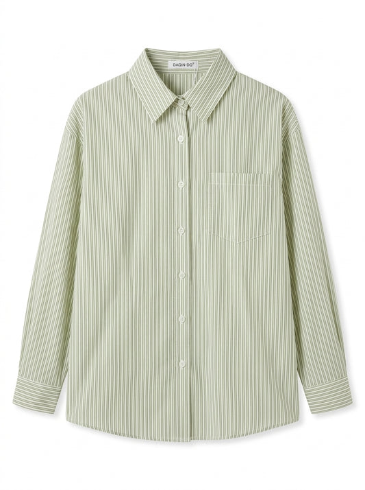 Women's Striped Long Sleeve Button-Down Shirt