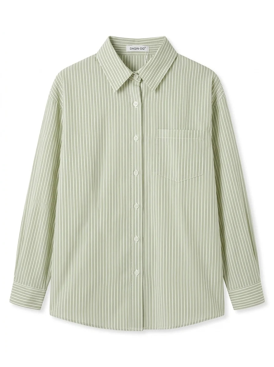 Women's Striped Long Sleeve Button-Down Shirt