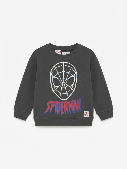 Boys Spider-Man Graphic Long-Sleeve Sweatshirt – Charcoal Grey