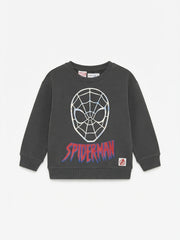 Boys Spider-Man Graphic Long-Sleeve Sweatshirt – Charcoal Grey