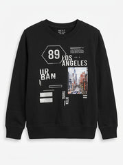 Boys' Urban Graphic Sweatshirt Black Los Angeles Long Sleeve Pullover