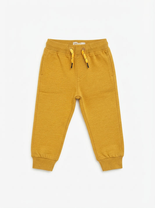 Boys' Mustard Yellow Casual Joggers with Drawstring Waist