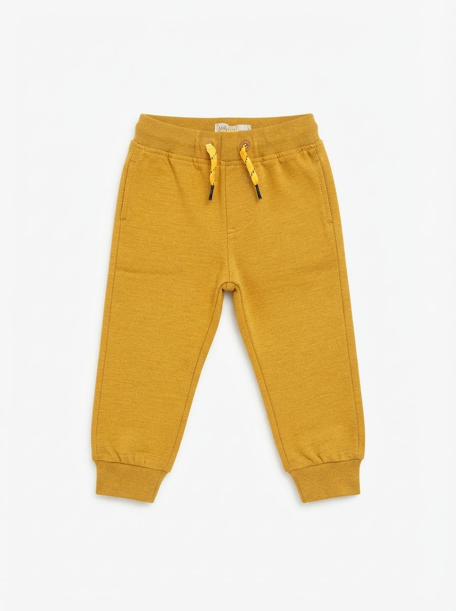 Boys' Mustard Yellow Casual Joggers with Drawstring Waist
