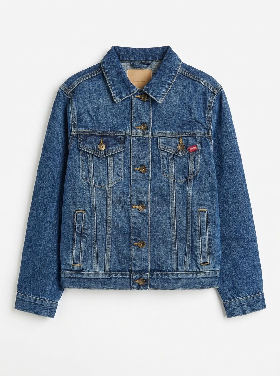 Women Classic Medium Wash Denim Jacket