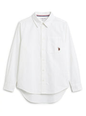 Women's Classic White Long-Sleeve Shirt with Pocket Logo