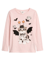 H&M Girls' Pink Kitten Long-Sleeve T-Shirt