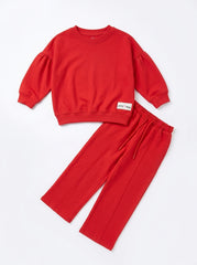 Girls Red Long-Sleeve Sweatshirt Co-Ord Set – Joggers