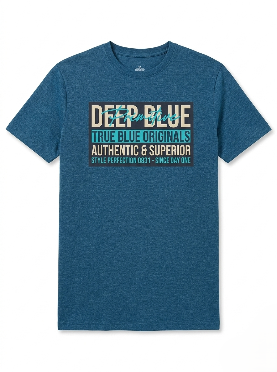 Men's Box Graphic Typographic T-Shirt – Heather Blue