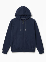Women's Navy Blue Zip-Up Hoodie with Ring Pull