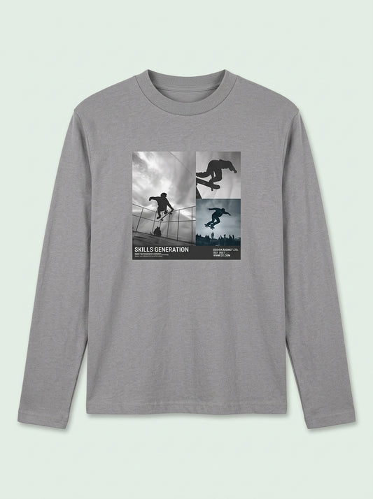 Boys' Casual Cotton Graphic Long-Sleeve T-Shirt – Gray