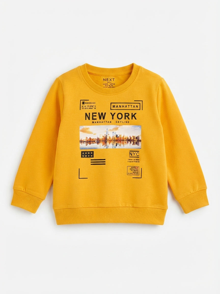 Boys' Mustard Yellow "NEW YORK MANHATTAN" Graphic Sweatshirt – Next