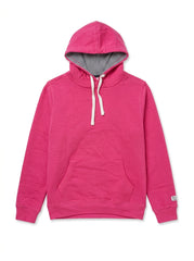Women Stripe-Lined Fleece Pullover Hoodie – Hot Pink
