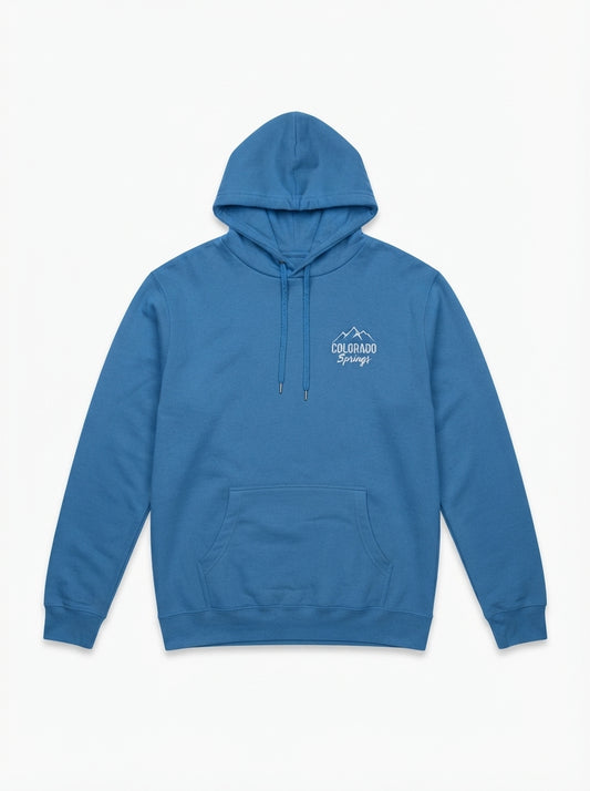 Colorado Springs Blue Graphic Hoodie | Men's Streetwear Pullover