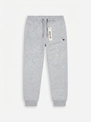 Kids' Light Grey Heather Fleece Joggers with Drawstring