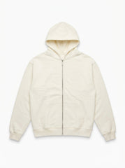 Minimalist Off-White Zip-Up Hoodie | Men's Everyday Streetwear