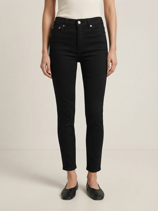 LEV HIGH-RISE BLACK SKINNY JEANS