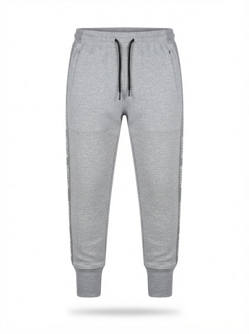 Mens Heather Grey Side-Tape Joggers | Casual Athletic Sweatpants