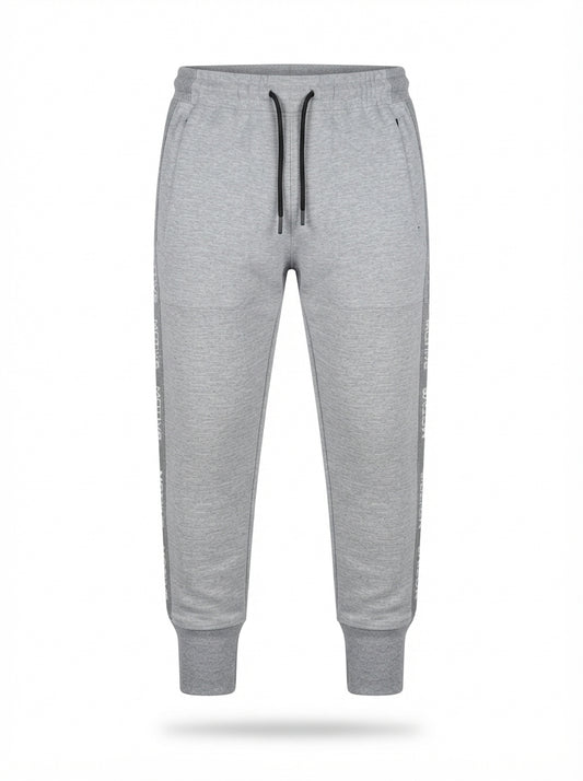 Mens Heather Grey Side-Tape Joggers | Casual Athletic Sweatpants