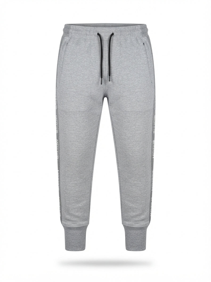 Mens Heather Grey Side-Tape Joggers | Casual Athletic Sweatpants