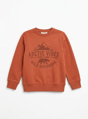 Boys' "Arctic Vibes" Graphic Sweatshirt – Terracotta Rust