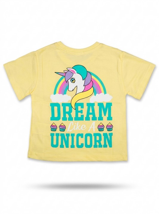 NAME IT Girls’ Pastel Yellow Unicorn Sequin T-Shirt
