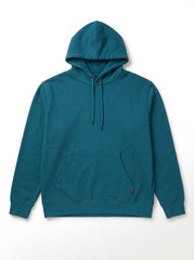Men's Teal Solid Fleece Pullover Hoodie