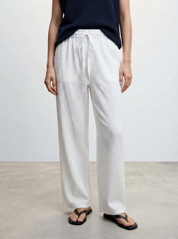Women Textured Straight-Leg Relaxed Trousers