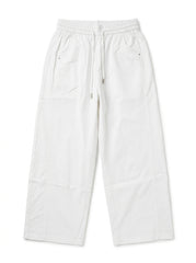 Women's Casual High-Waist White Wide-Leg Utility Trousers