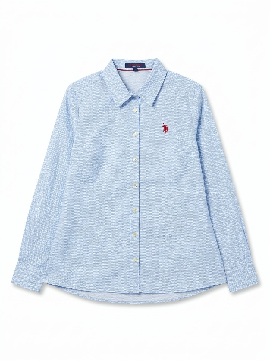 Women's Light Blue Micro-Geometric Shirt