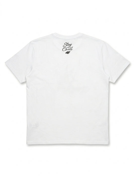 Men's Tropical Graphic T-Shirt - White Cotton Ocean Club Crew Neck Tee