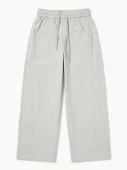 Women's Casual High-Waist Light Gray Wide-Leg Utility Trousers