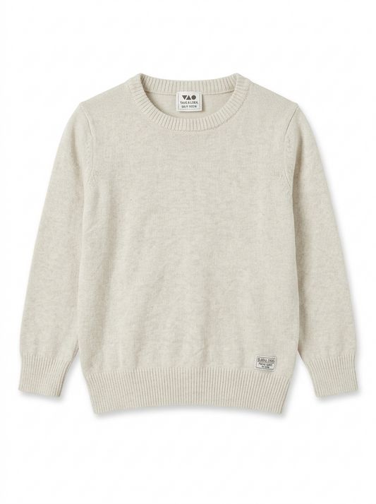 Kids' Fine-Knit Crewneck Sweater – Off-White / Cream