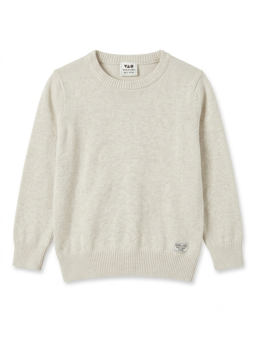 Kids' Fine-Knit Crewneck Sweater – Off-White / Cream