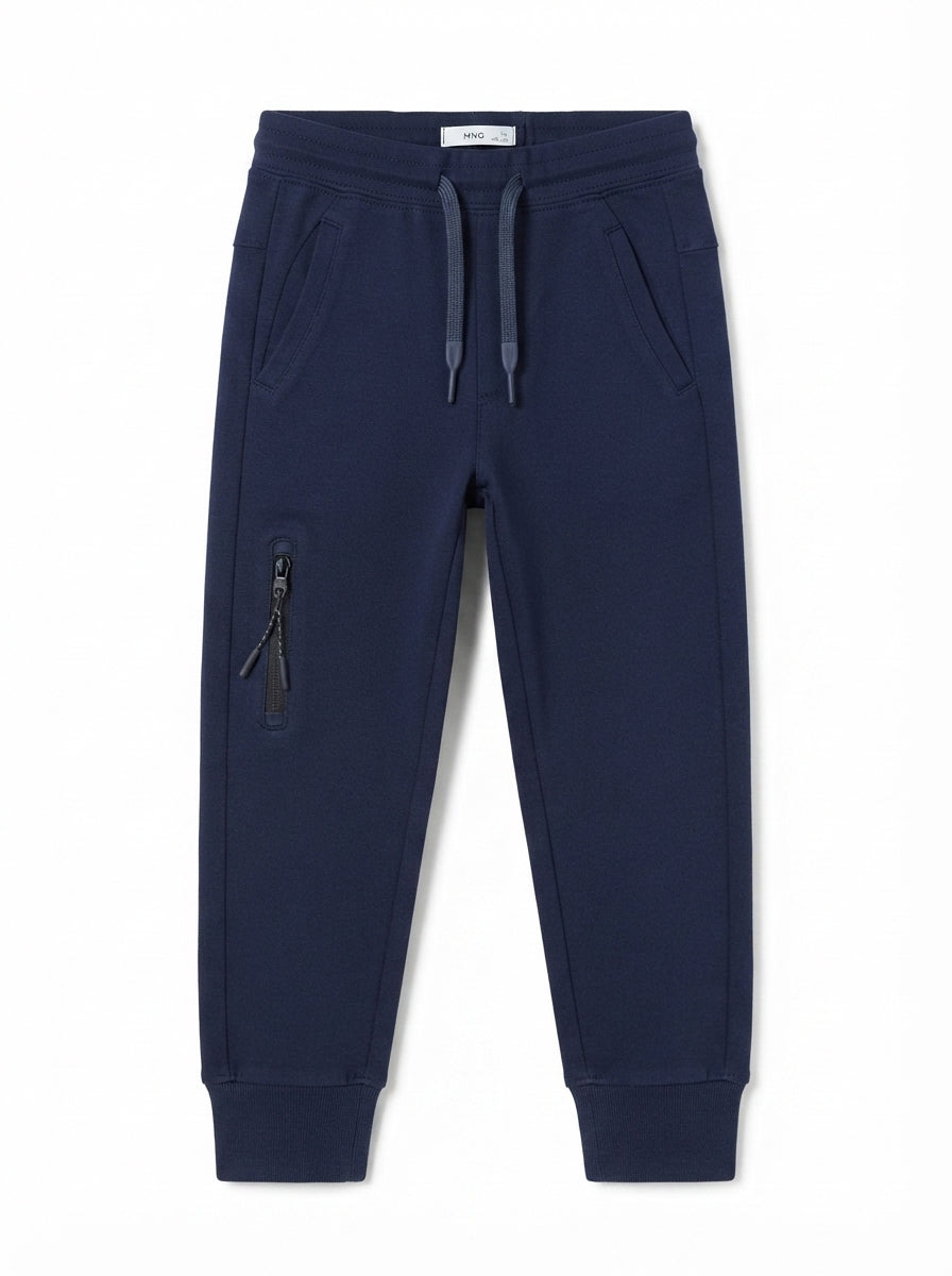 Boys' Dark Navy Blue Utility Sweatpants with Drawstring