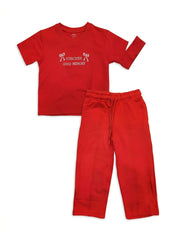 Girls Red "Vivacious" Bow Print 2-Piece Sweatset