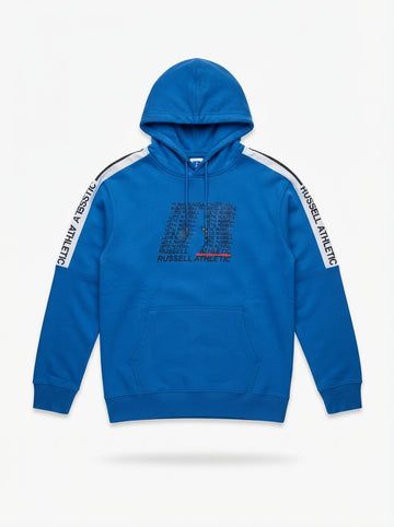 Russell Athletic Blue Shoulder-Stripe Hoodie | Men's Streetwear