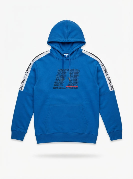 Russell Athletic Blue Shoulder-Stripe Hoodie | Men's Streetwear