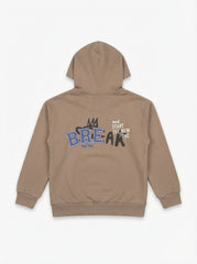 RESERVED BRAND BOYS Varsity Number 02 Zip-Up Hoodie – Casual Taupe Fleece Jacket for Boys