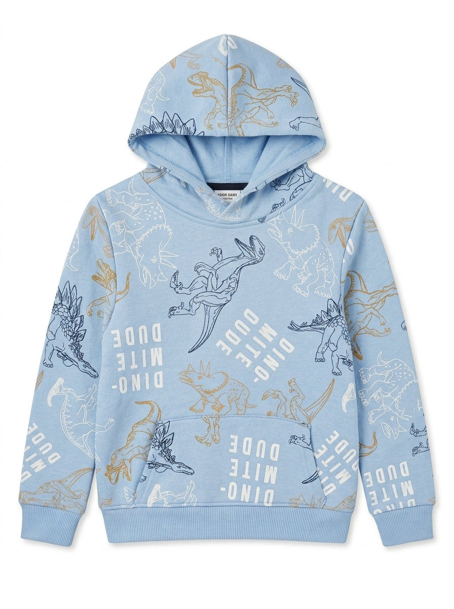Boys' Light Blue Dinosaur Hoodie