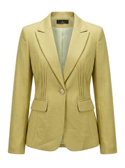 Women's Pleated Waist Single-Button Blazer – Light Olive