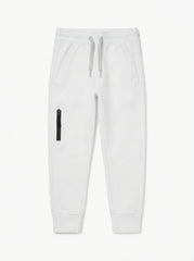 Boys' Crisp White Fleece Sweatpants with Drawstring