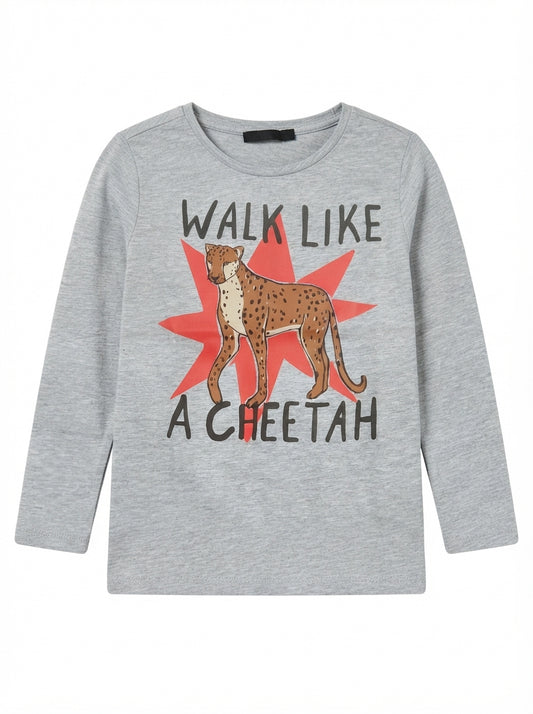 Imported Girls Cheetah Print Long-Sleeve