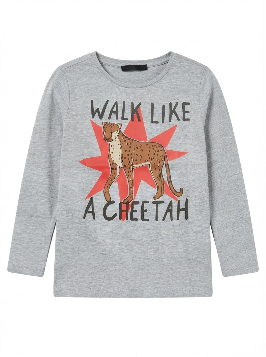 Imported Girls Cheetah Print Long-Sleeve