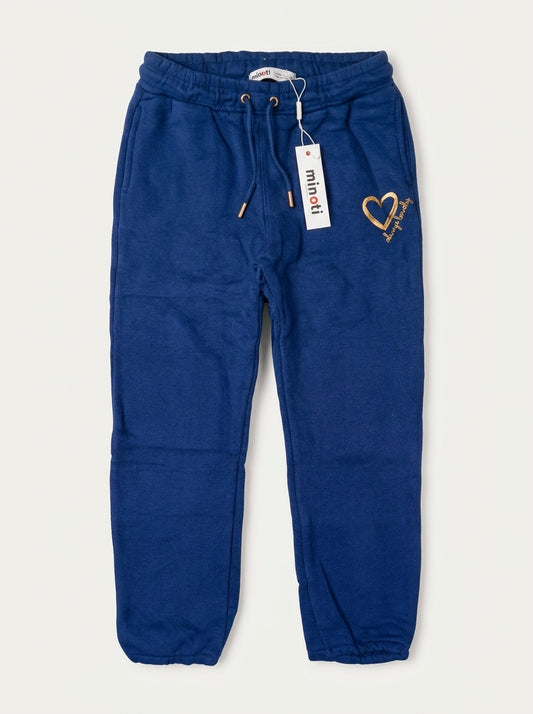 Minoti Girls' Blue Heart Fleece Joggers | Cozy Sweatpants