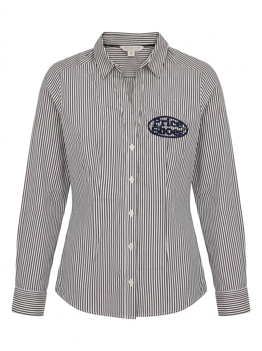 Women's Black Striped Long Sleeve Button-Down Shirt