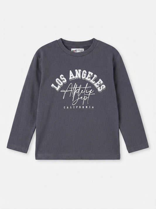 Kids' Charcoal Grey "LOS ANGELES" Graphic Long-Sleeve T-Shirt