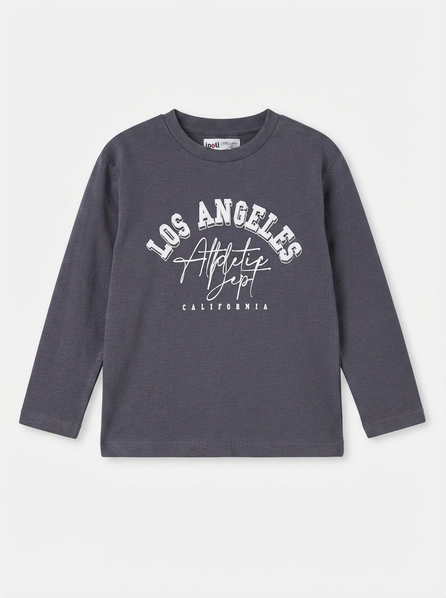Kids' Charcoal Grey "LOS ANGELES" Graphic Long-Sleeve T-Shirt