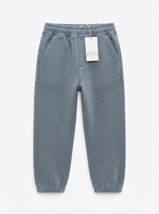 Boys' Solid Slate Grey-Blue Casual Sweatpants